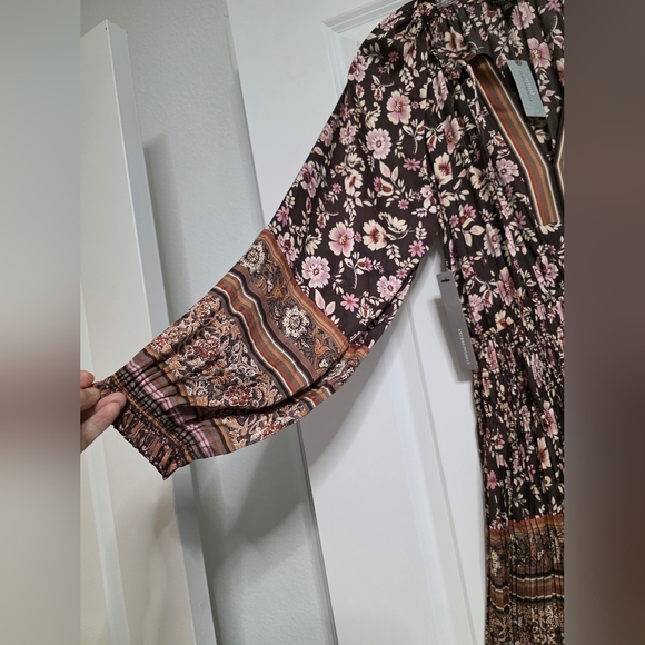 Anthropologie Petite Current Air Floral Long Sleeve Midi Dress Size X-Small - Picture 6 of 9